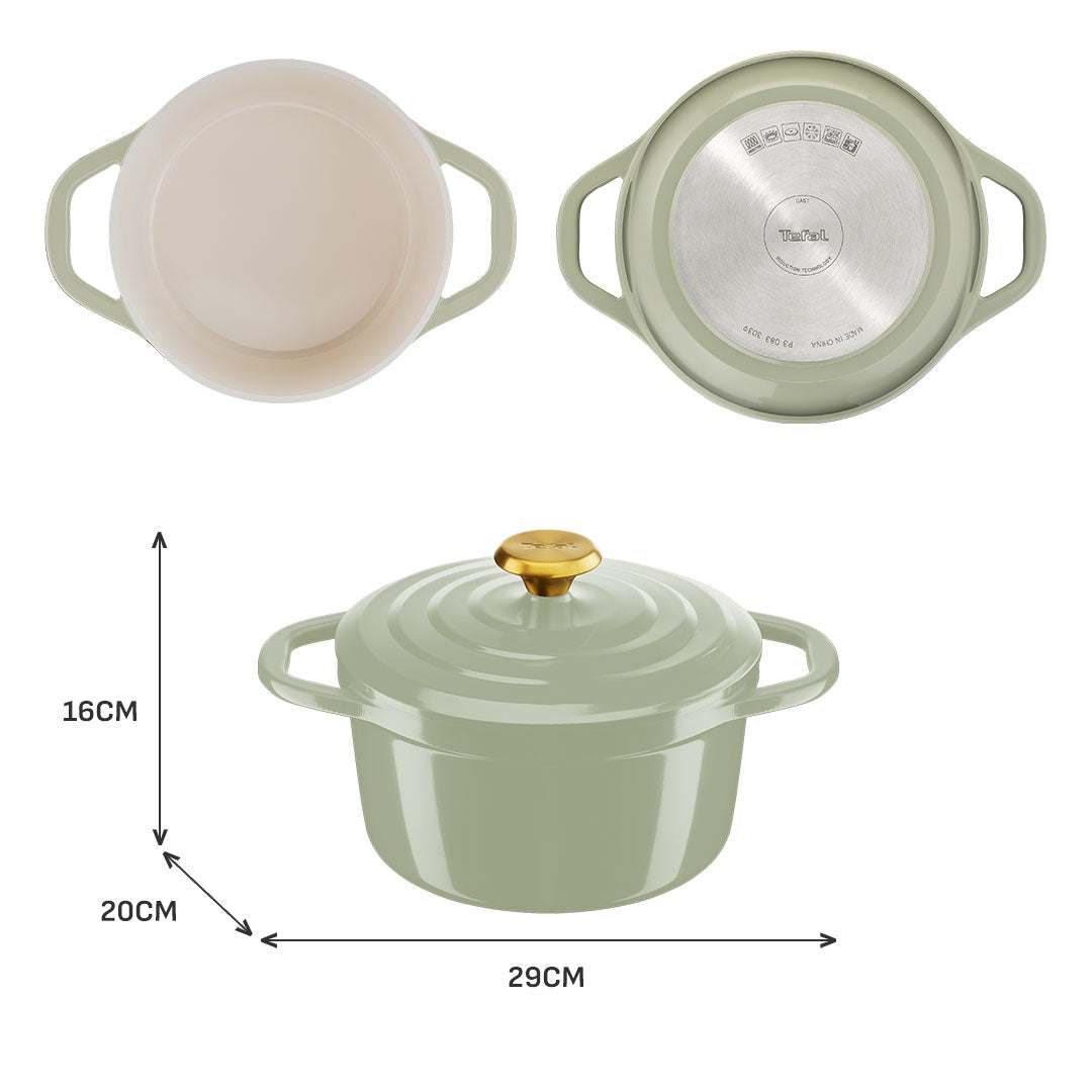 Tefal Air Stewpot 20cm W/Lid (Green Lichen)