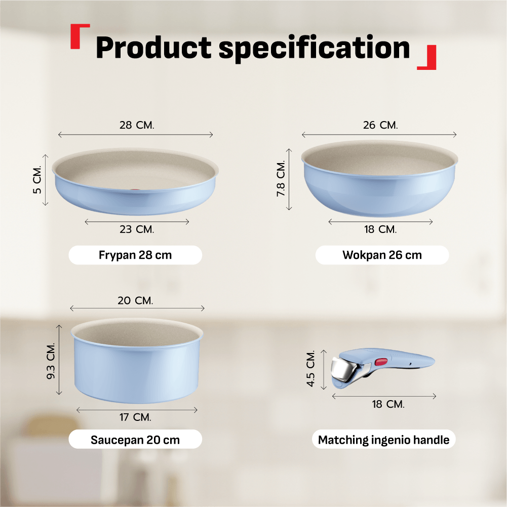 Tefal Ingenio Serenity 4pcs Set (Calm Blue)