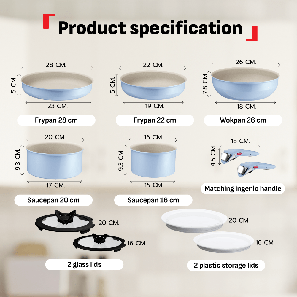 Tefal Ingenio Serenity 11pcs Set (Blue / Pink)