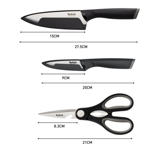 Tefal Comfort Knives 3-PC Set (Pairing 9cm + Chef Knife 15cm + Shears)