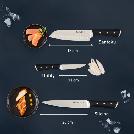 Tefal Ice Force 3 Pc Set (Slicing + Santoku + Utility)
