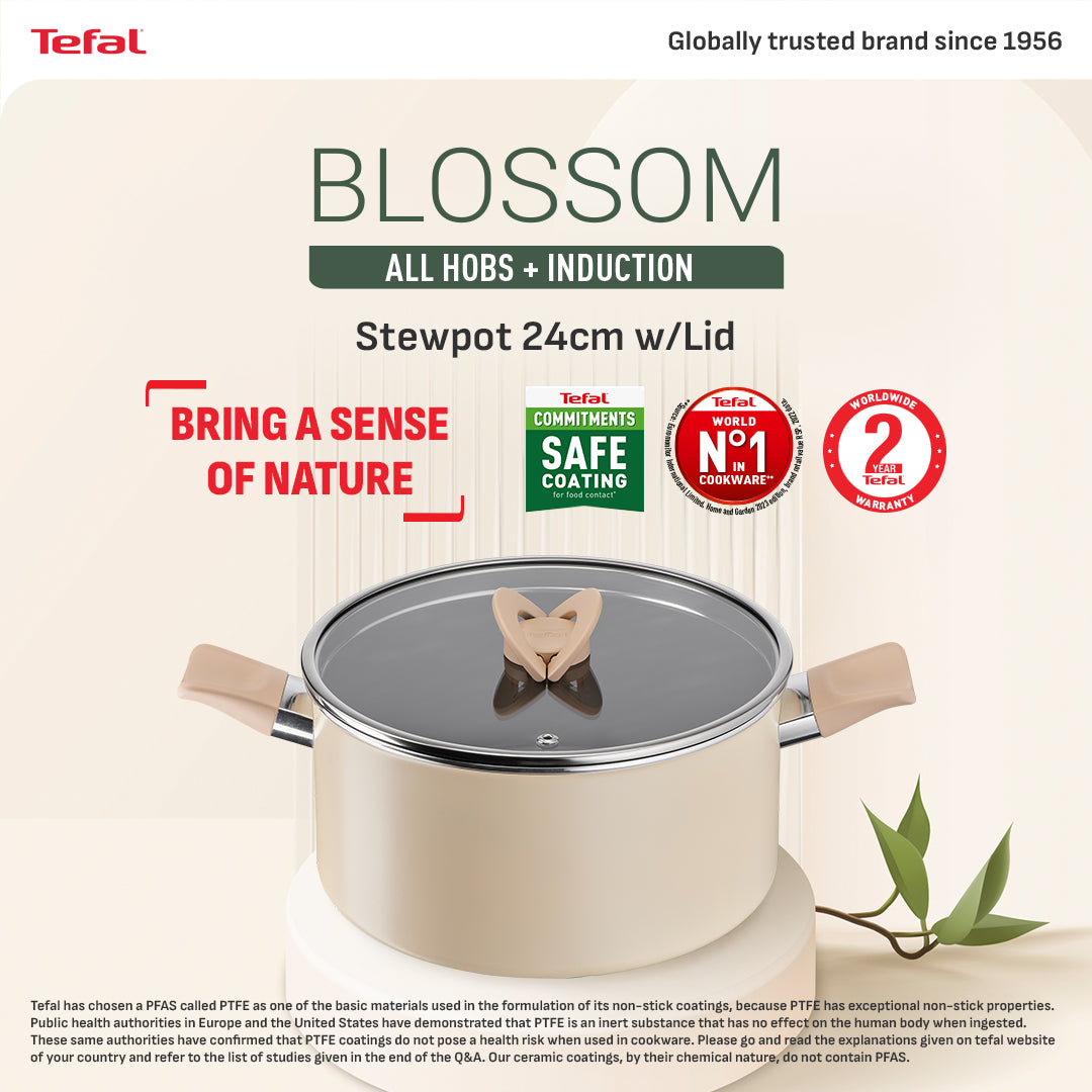 Tefal Cookware Blossom Stewpot 24cm w/lid (Beige)