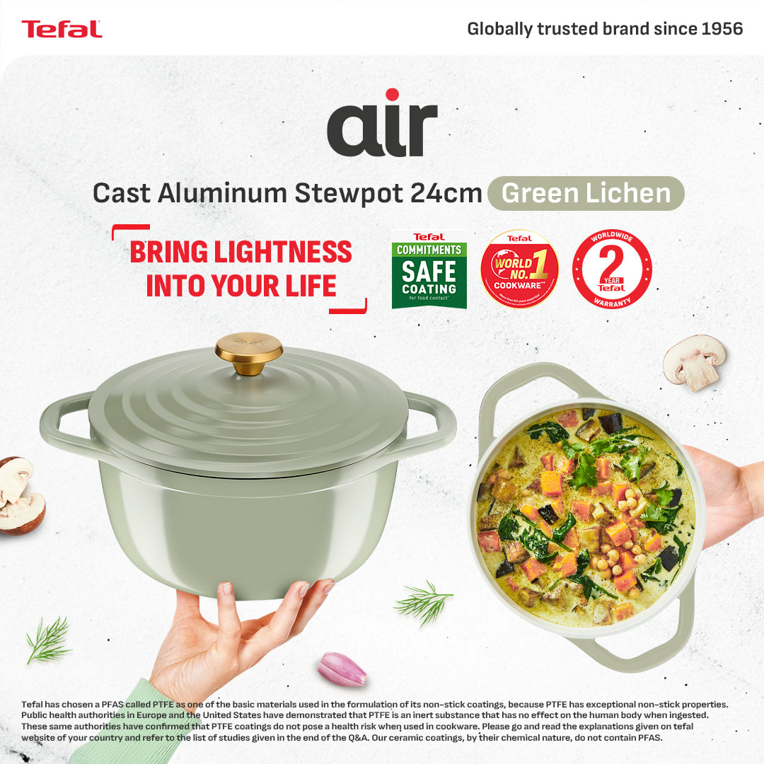 Tefal Air Stewpot 24cm W/Lid (Green Lichen)