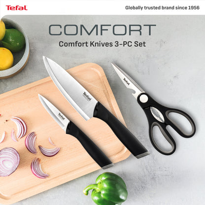 Tefal Comfort Knives 3-PC Set (Pairing 9cm + Chef Knife 15cm + Shears)