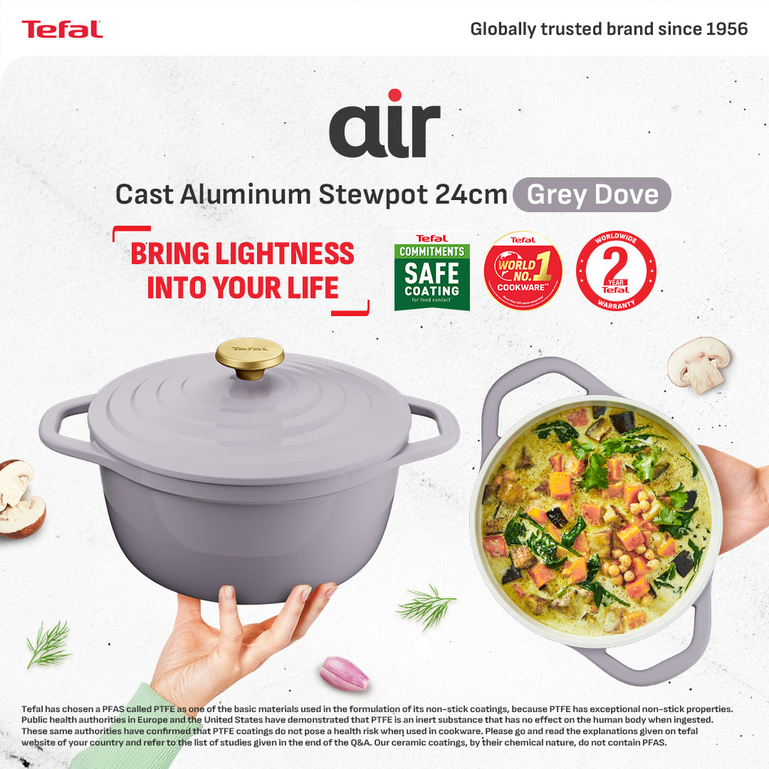 Tefal Air Stewpot 24cm W/Lid (Grey)