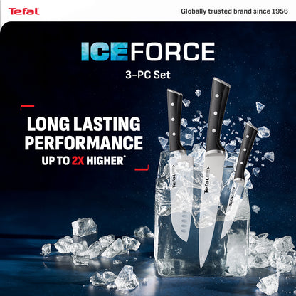Tefal Ice Force 3 Pc Set (Slicing + Santoku + Utility)