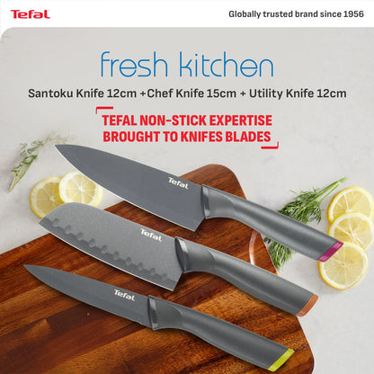 Tefal Fresh Kitchen 3 Pc Set (Santoku + Chef + Utility)
