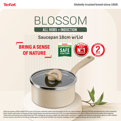 Tefal Cookware Blossom Saucepan 18cm w/lid (Beige)