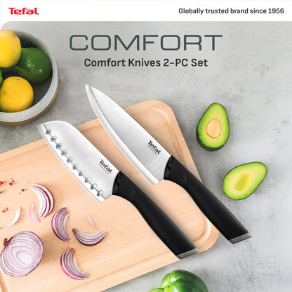 Tefal Comfort Knives 2 Pcs Set (Santoku 12cm + Chef Knife 15cm)