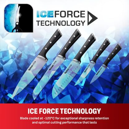 Tefal Ice Force 6 Pc Sst (Chef + Bread + Santoku + Utility + Paring + Block)