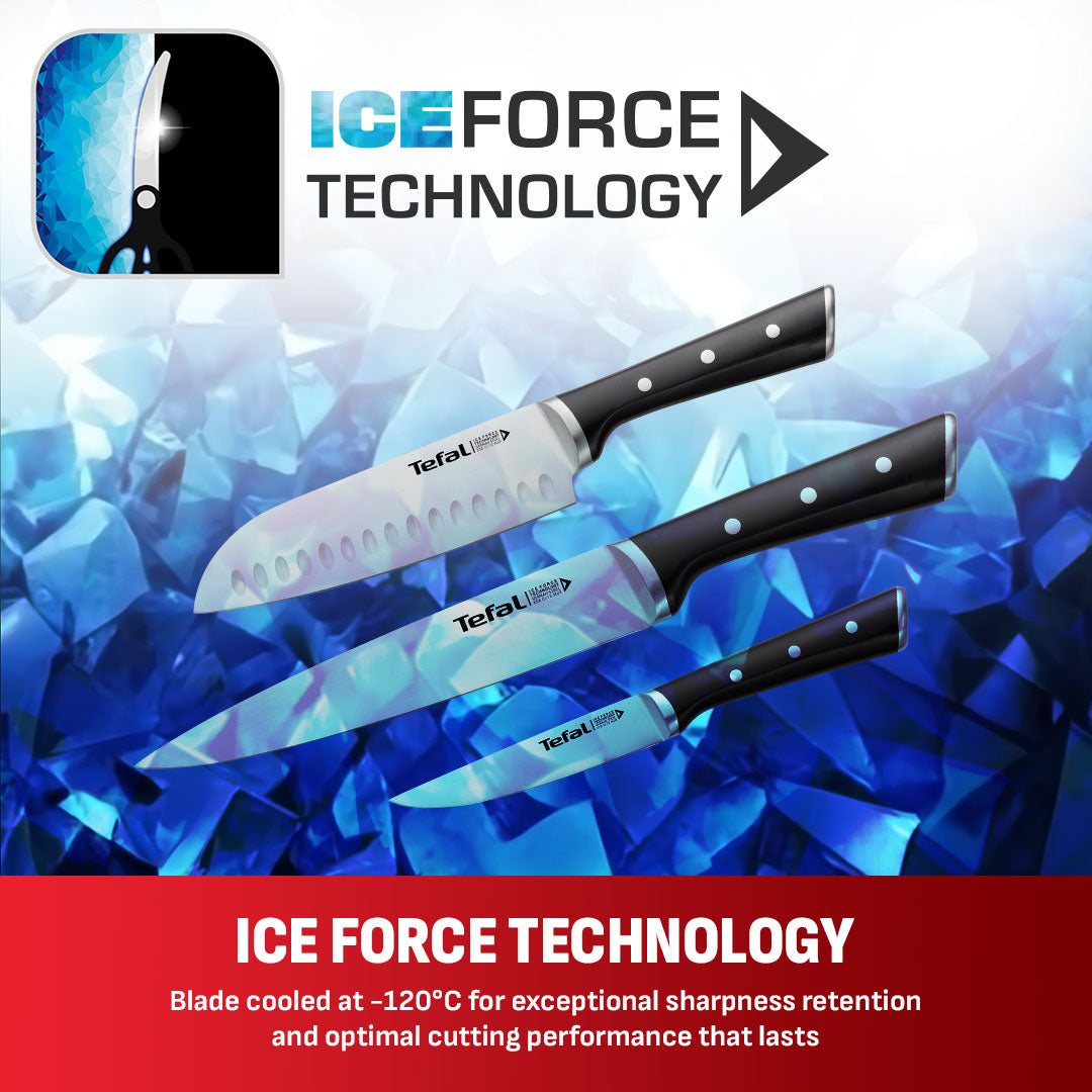 Tefal Ice Force 3 Pc Set (Slicing + Santoku + Utility)
