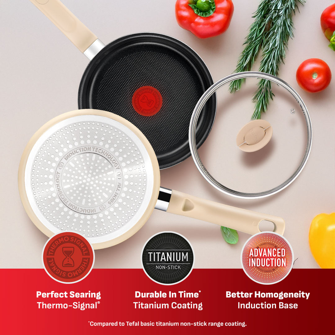 Tefal Cookware Blossom Saucepan 18cm w/lid (Beige)