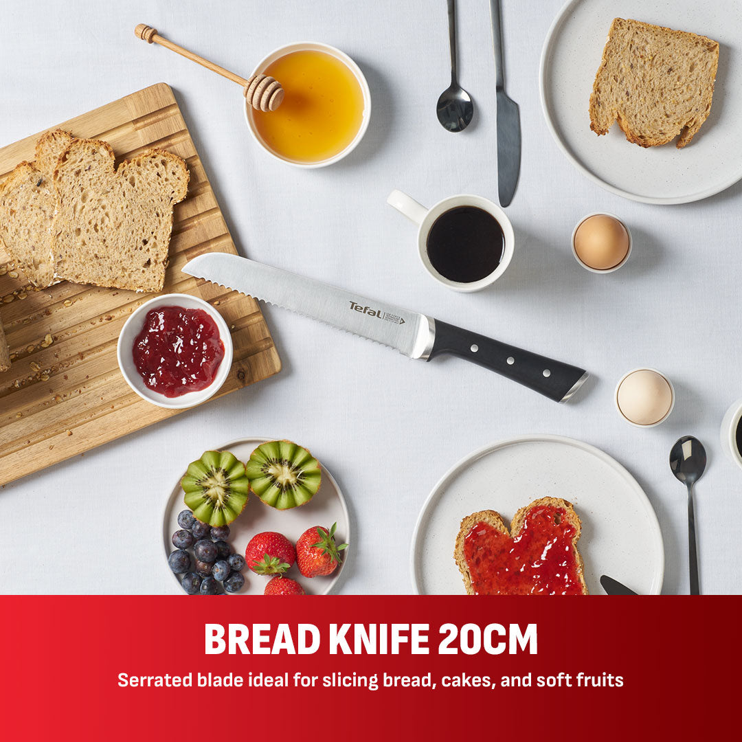 Tefal Ice Force 6 Pc Sst (Chef + Bread + Santoku + Utility + Paring + Block)