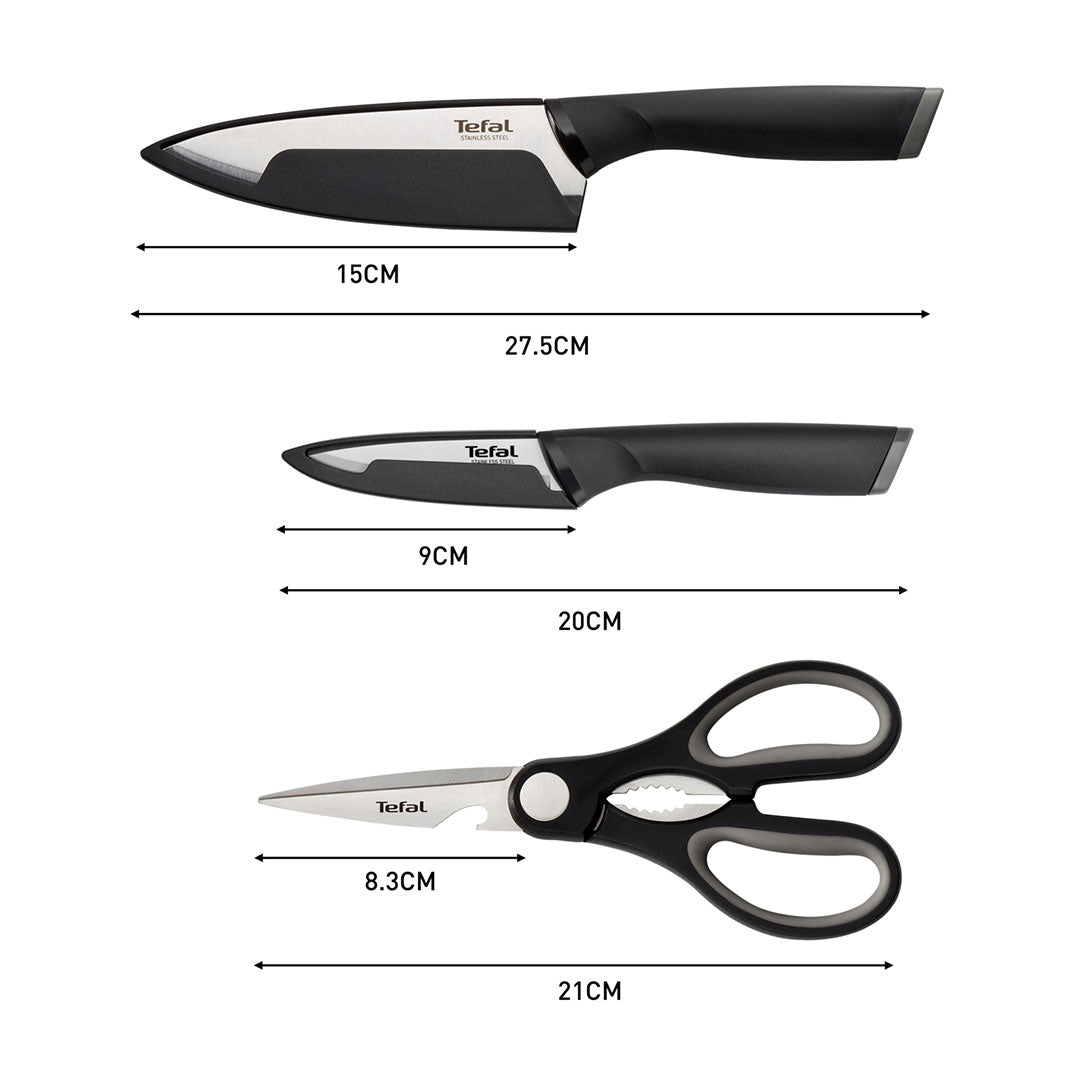 Tefal Comfort Knives 3-PC Set (Pairing 9cm + Chef Knife 15cm + Shears)