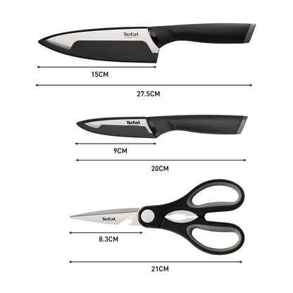 Tefal Comfort Knives 3-PC Set (Pairing 9cm + Chef Knife 15cm + Shears)