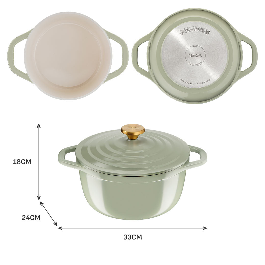 Tefal Air Stewpot 24cm W/Lid (Green Lichen)