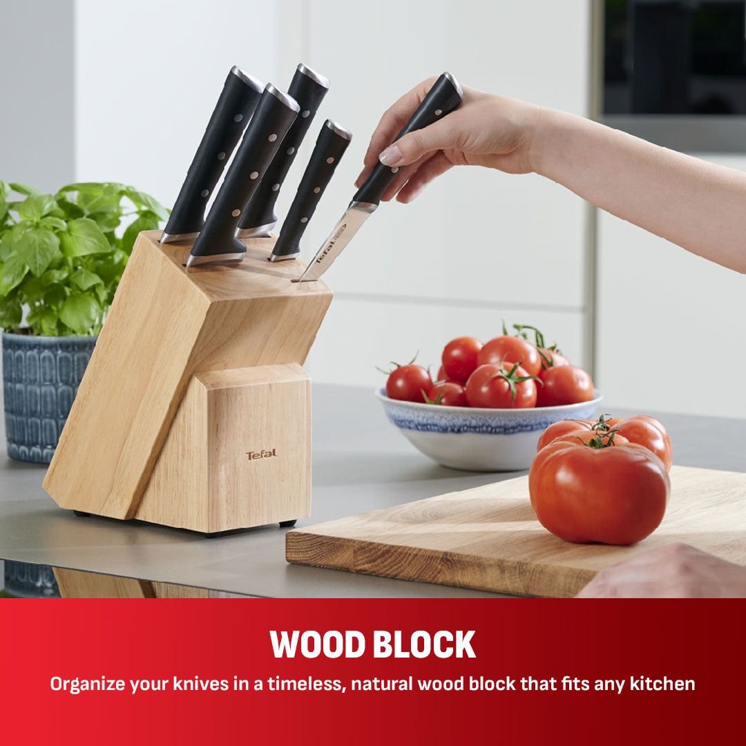 Tefal Ice Force 6 Pc Sst (Chef + Bread + Santoku + Utility + Paring + Block)