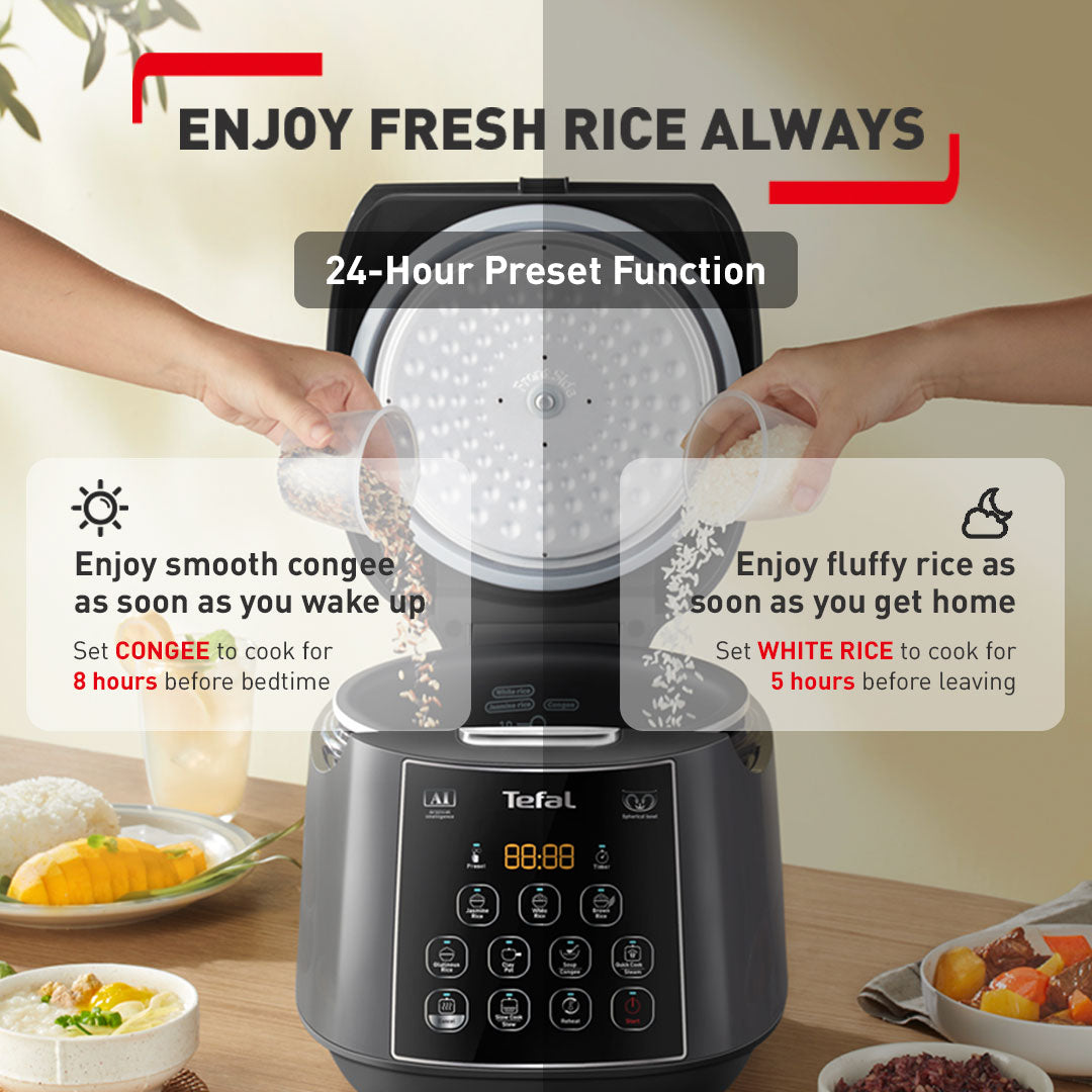 Tefal Easy Rice Fuzzy Plus Logic Rice Cooker 1.8L RK736B (10 cups)