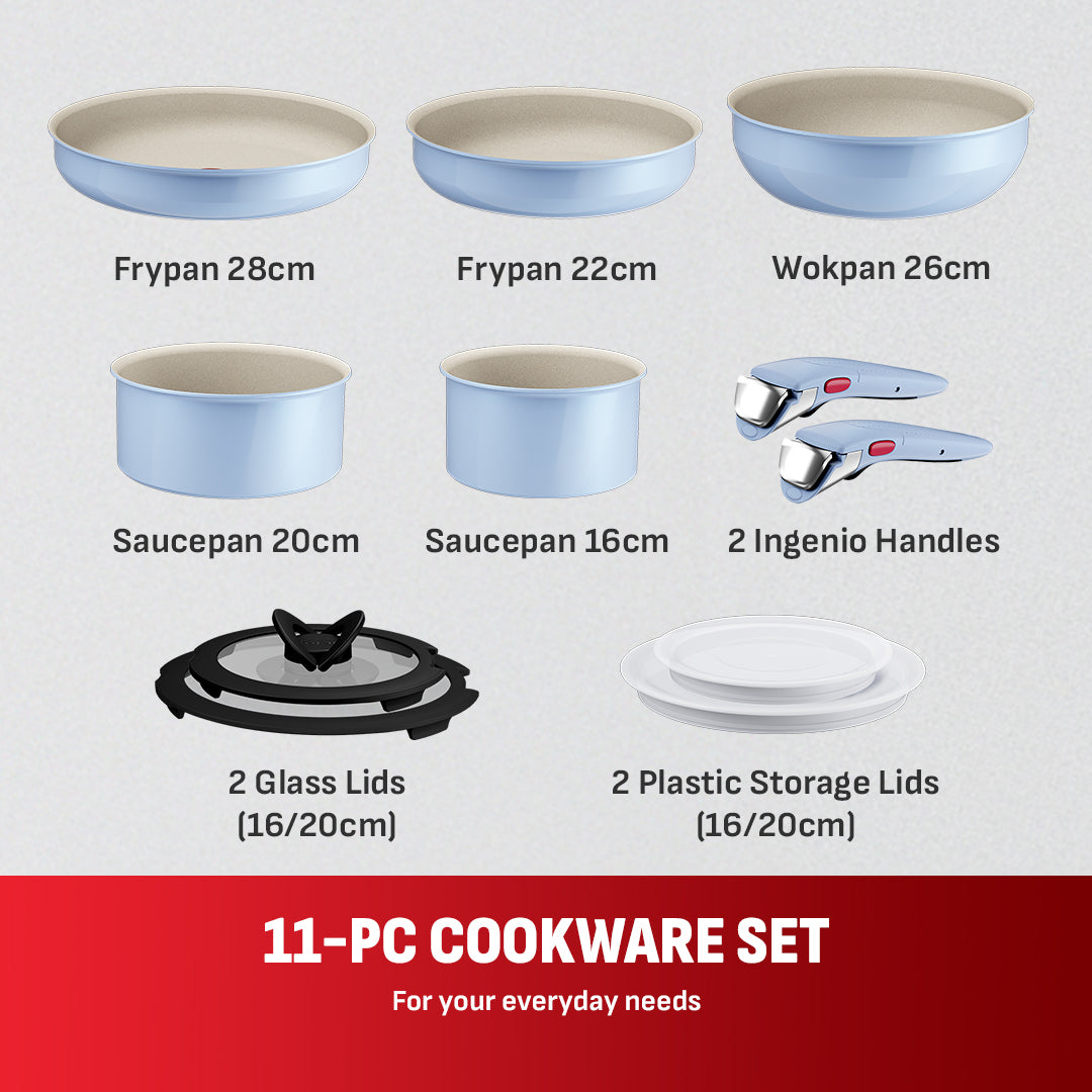 Tefal Ingenio Serenity 11pcs Set (Blue / Pink)