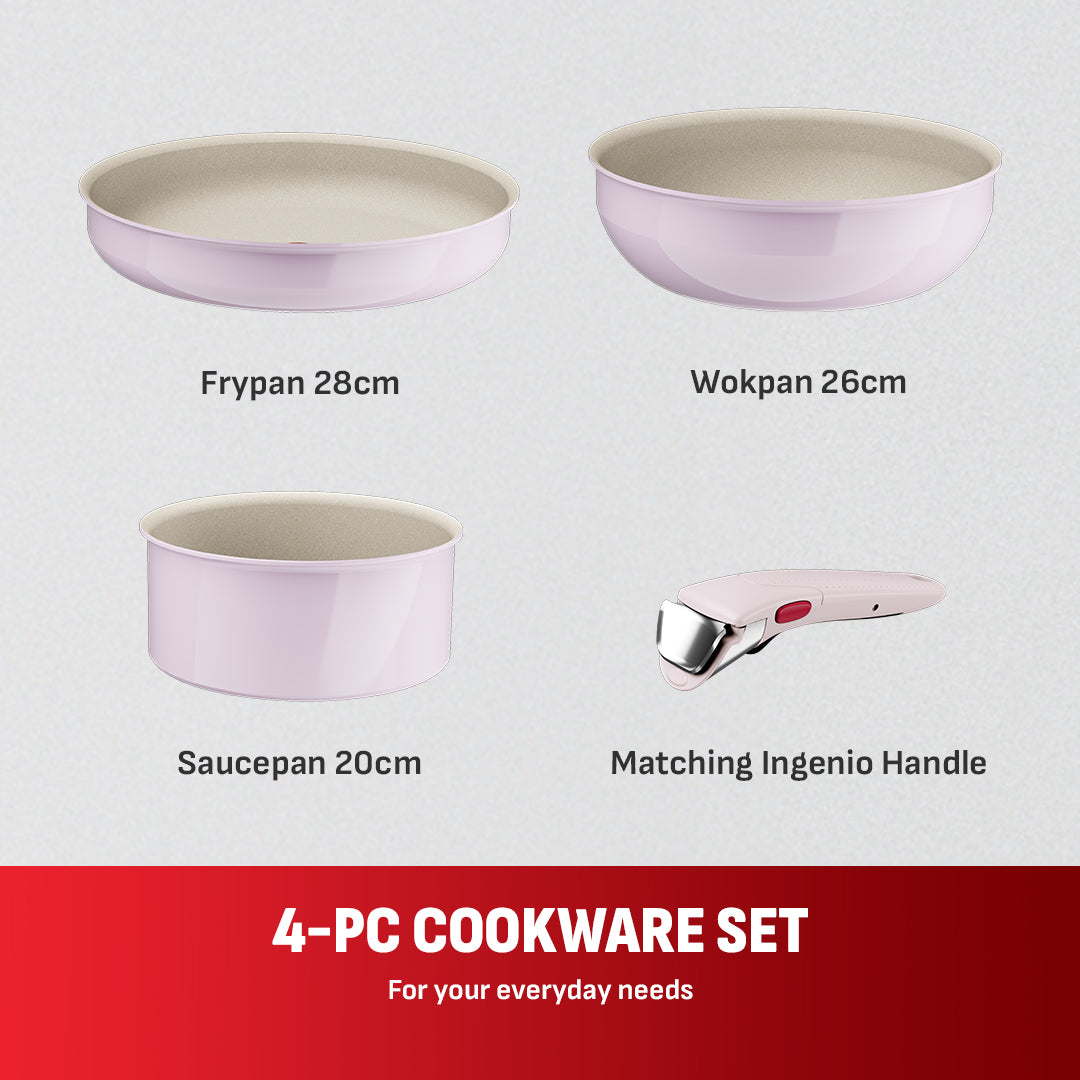 Tefal Ingenio Serenity 4pcs Set (Pink Clay)