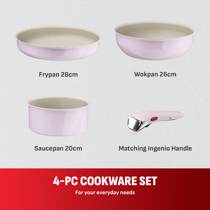 Tefal Ingenio Serenity 4pcs Set (Pink Clay)