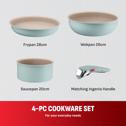 Tefal Ingenio Serenity 4pcs Set (Eucalyptus)