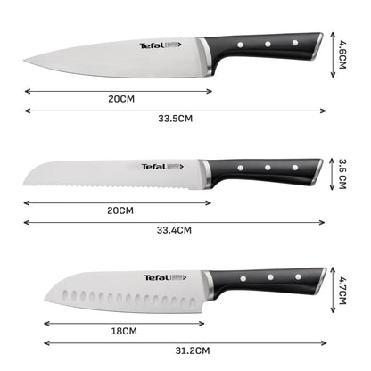Tefal Ice Force 6 Pc Sst (Chef + Bread + Santoku + Utility + Paring + Block)