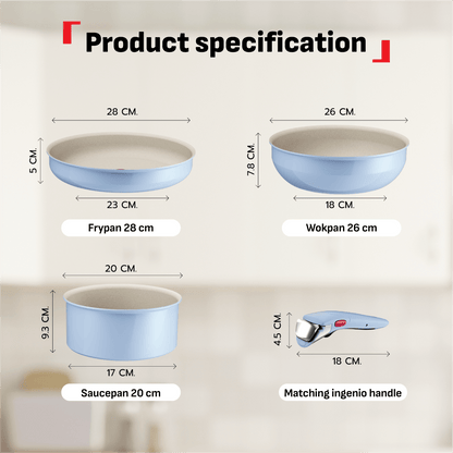 Tefal Ingenio Serenity 4pcs Set (Calm Blue)