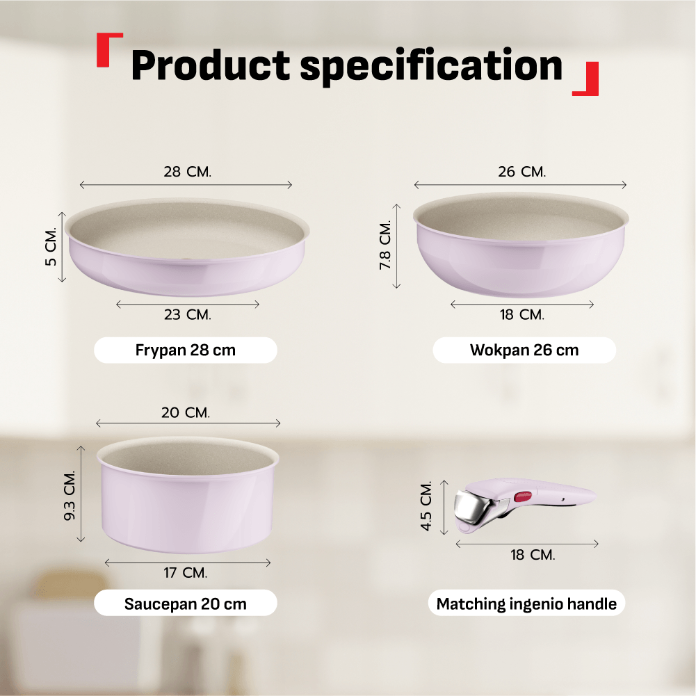 Tefal Ingenio Serenity 4pcs Set (Pink Clay)