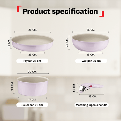 Tefal Ingenio Serenity 4pcs Set (Pink Clay)