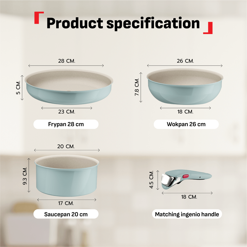Tefal Ingenio Serenity 4pcs Set (Eucalyptus)