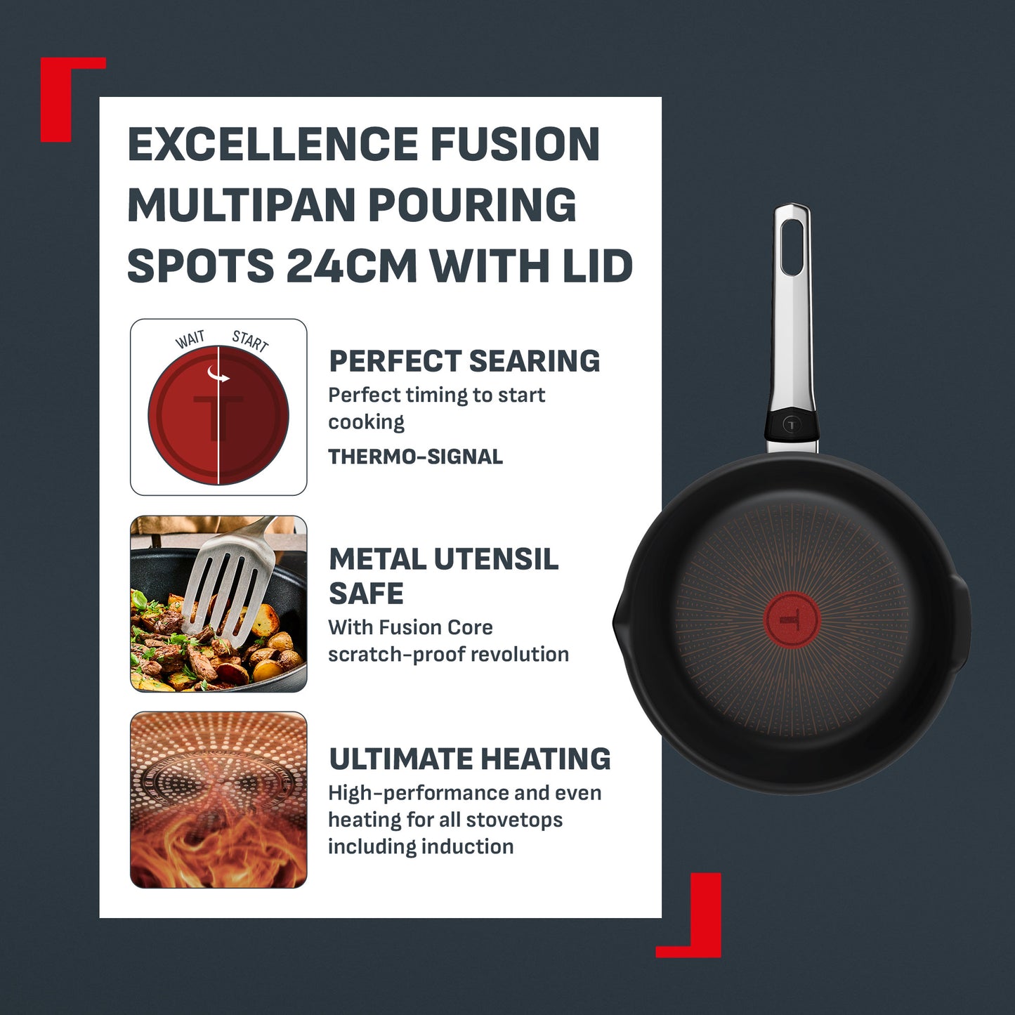 Tefal Excellence Fusion Multipan 24cm w/Lid