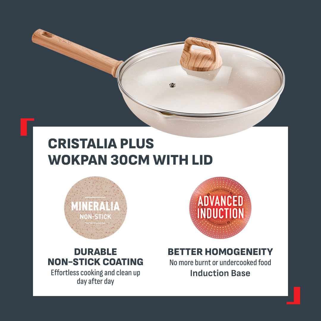 Tefal Cookware Cristalia Plus Wokpan 30cm w/Lid