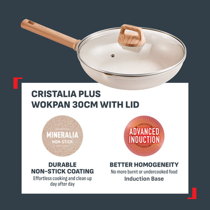 Tefal Cookware Cristalia Plus Wokpan 30cm w/Lid