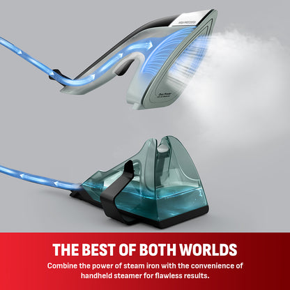 Duo Power, 2-in-1 Steam Iron and Clothes Steamer, Versatile and Efficient Garment Care