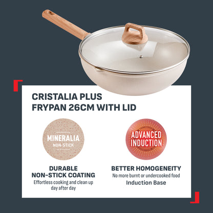 Tefal Cookware Cristalia Plus Frypan 26cm w/Lid