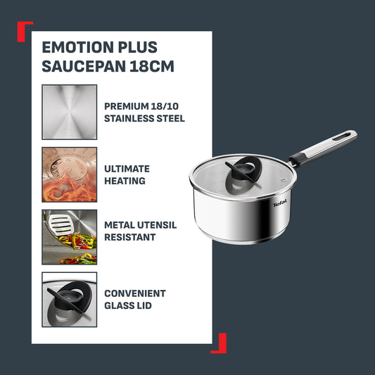 Tefal Emotion Plus Saucepan 18cm w/Lid (Stainless Steel)