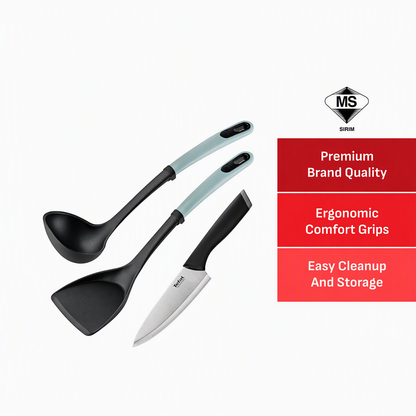 [NEW] Tefal Kitchenware 3pc Set - Ingenio Plus Ladle + Wok Spatula + Chef Knife 15cm