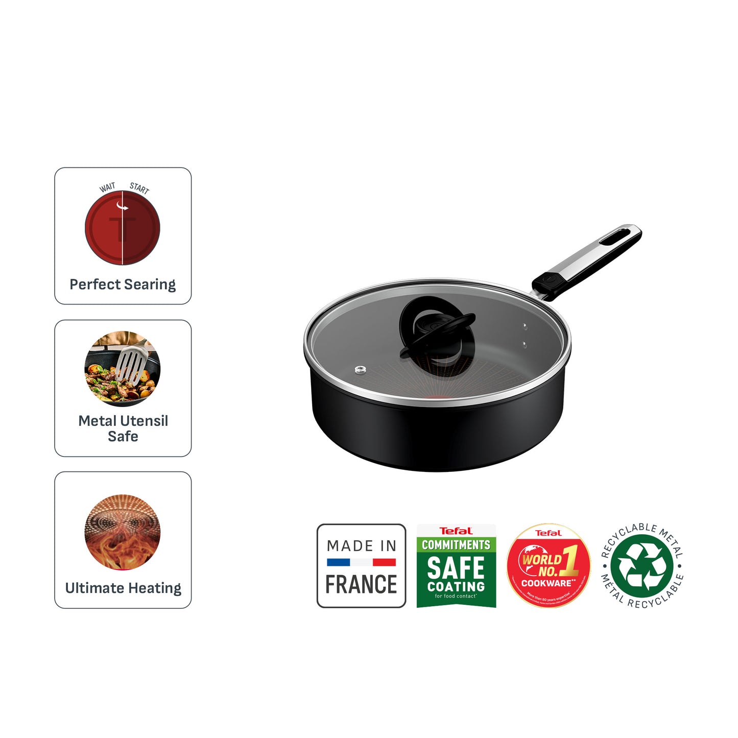 Tefal Excellence Fusion Sautepan 24cm w/Lid