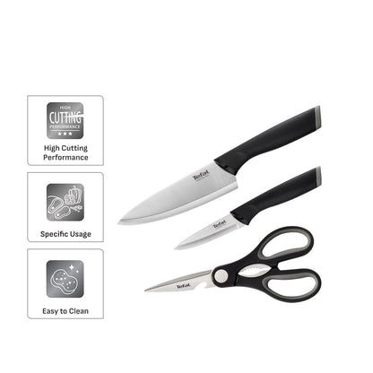 Tefal Comfort Knives 3-PC Set (Pairing 9cm + Chef Knife 15cm + Shears)
