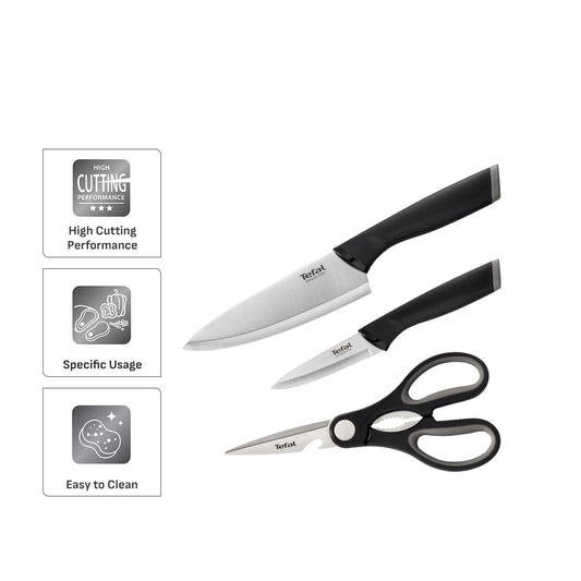 Tefal Comfort Knives 3-PC Set (Pairing 9cm + Chef Knife 15cm + Shears)