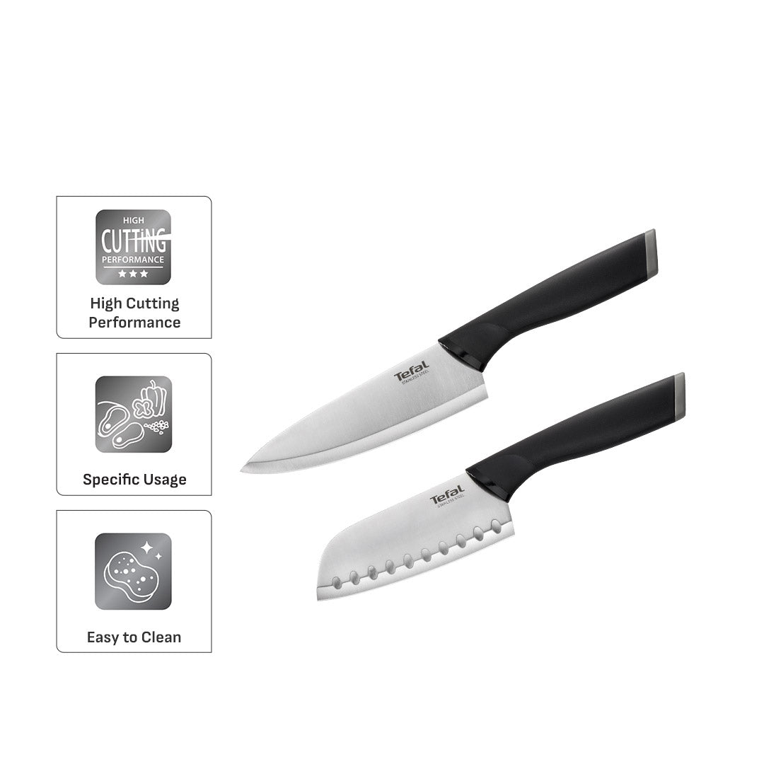 Tefal Comfort Knives 2 Pcs Set (Santoku 12cm + Chef Knife 15cm)