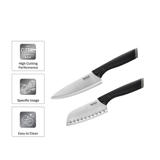 Tefal Comfort Knives 2 Pcs Set (Santoku 12cm + Chef Knife 15cm)