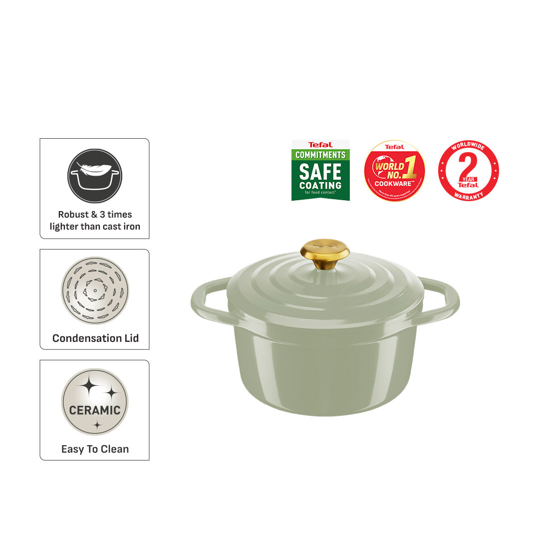 Tefal Air Stewpot 20cm W/Lid (Green Lichen)
