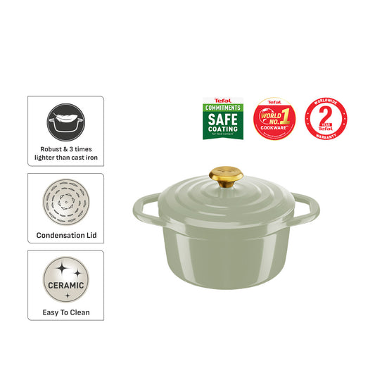 Tefal Air Stewpot 20cm W/Lid (Green Lichen)