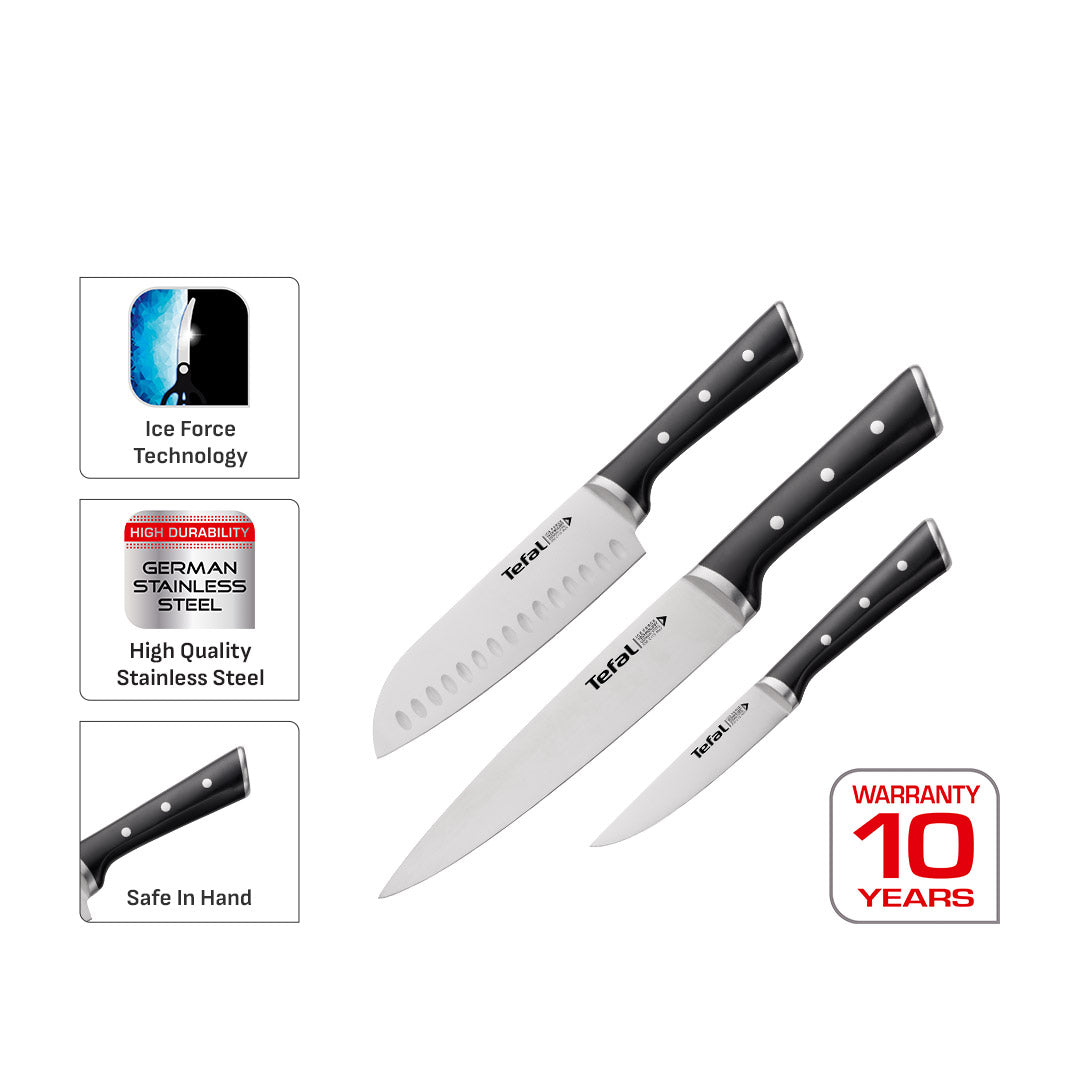 Tefal Ice Force 3 Pc Set (Slicing + Santoku + Utility)