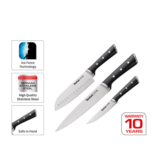 Tefal Ice Force 3 Pc Set (Slicing + Santoku + Utility)