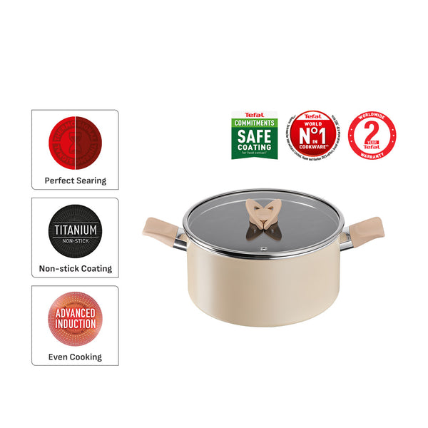Tefal Cookware Blossom Stewpot 24cm w/lid (Beige)