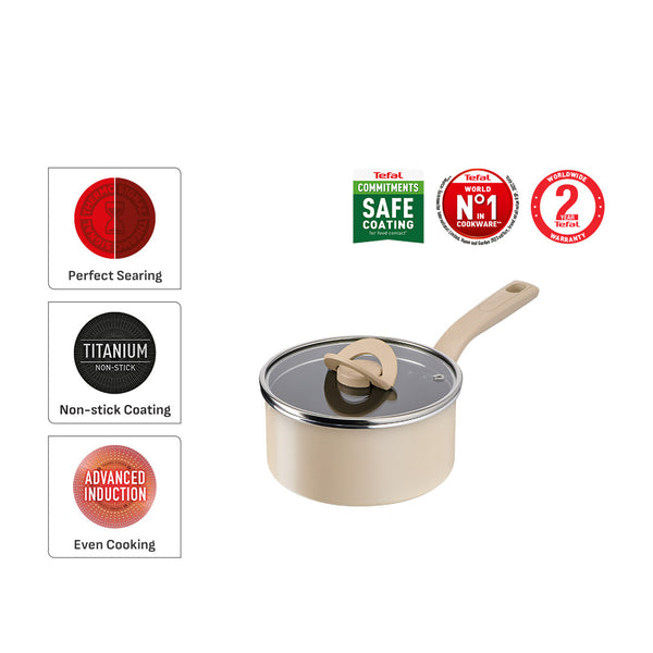 Tefal Cookware Blossom Saucepan 18cm w/lid (Beige)