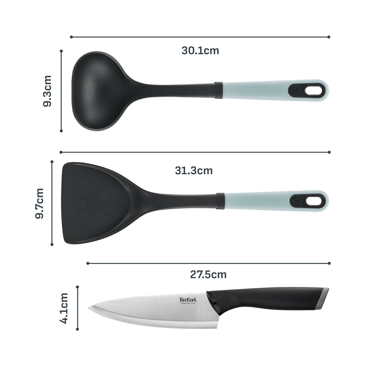 [NEW] Tefal Kitchenware 3pc Set - Ingenio Plus Ladle + Wok Spatula + Chef Knife 15cm
